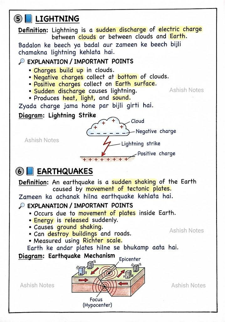 Some Natural Phenomena Class 8 Notes