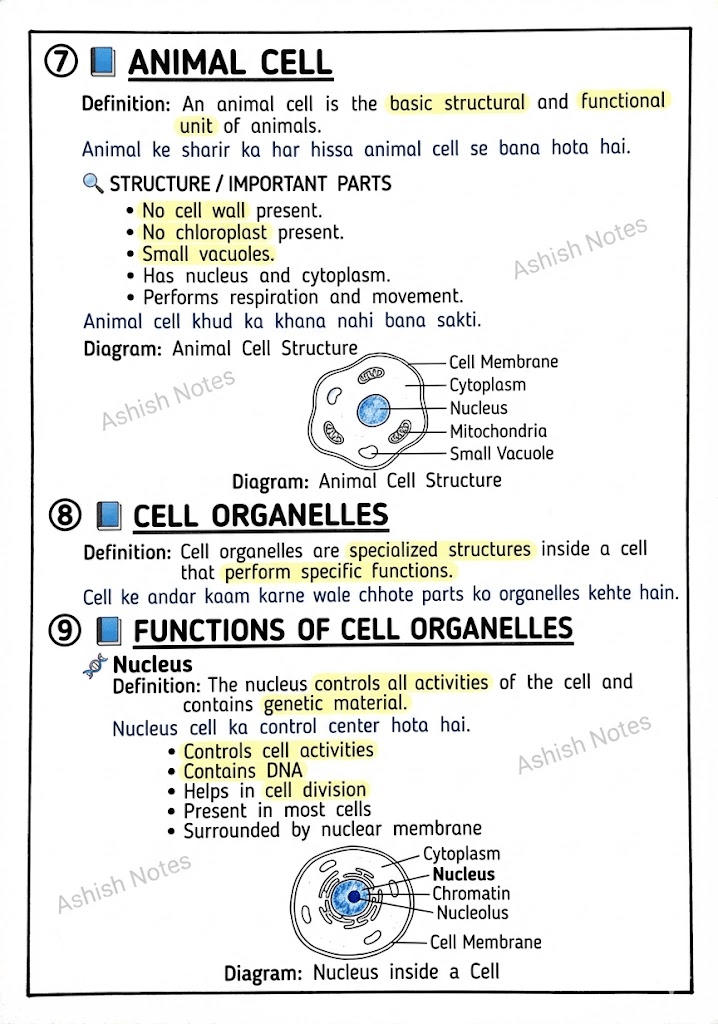 Cell – Structure and Functions Class 8 Notes