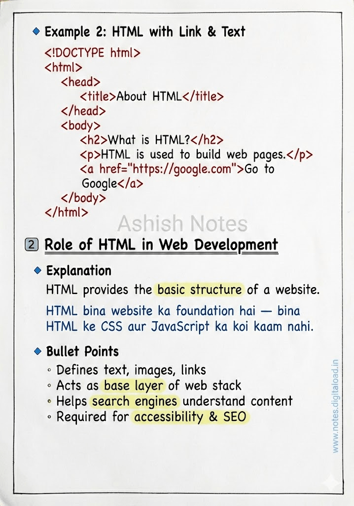 HTML Handwritten Notes