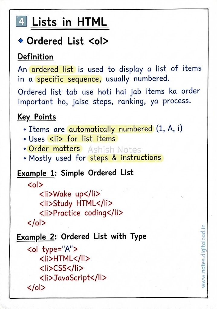 HTML Handwritten Notes