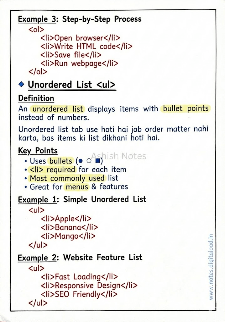 HTML Handwritten Notes