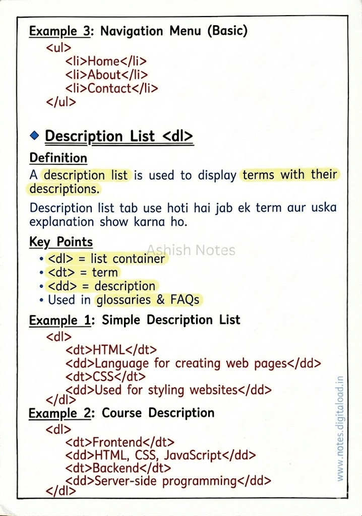 HTML Handwritten Notes