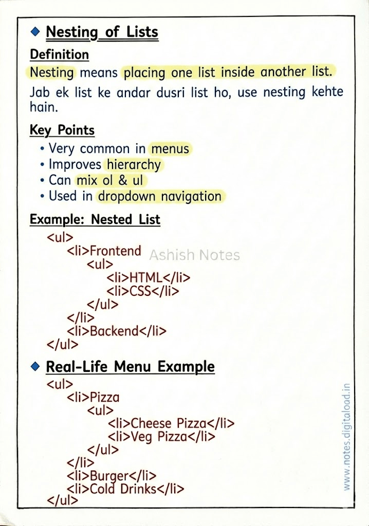 HTML Handwritten Notes