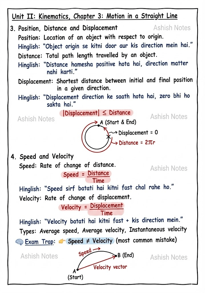 Motion in a Straight Line Physics Notes