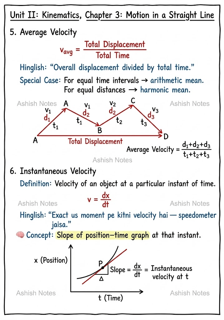 Motion in a Straight Line Physics Notes