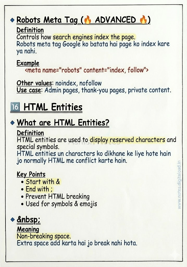 HTML Handwritten Notes