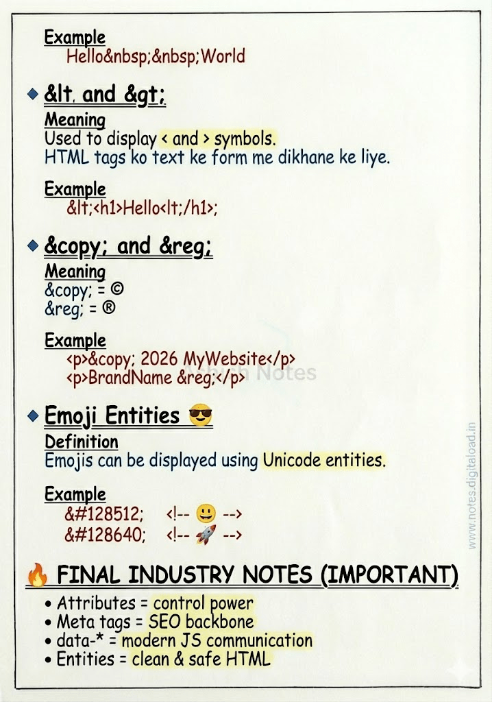 HTML Handwritten Notes