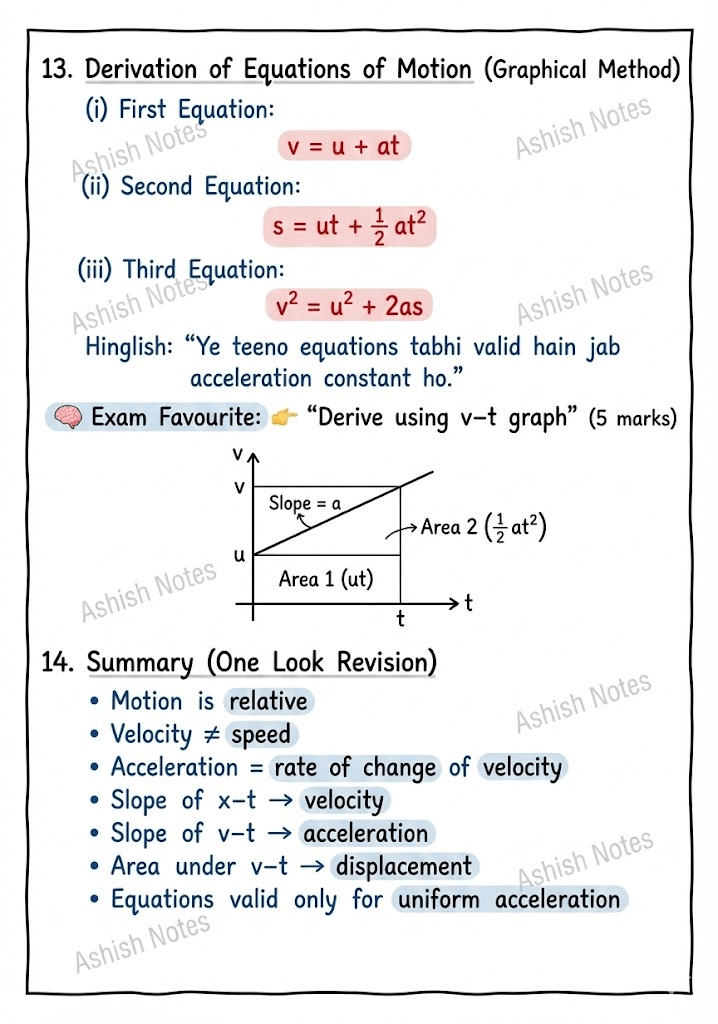 Motion in a Straight Line Physics Notes