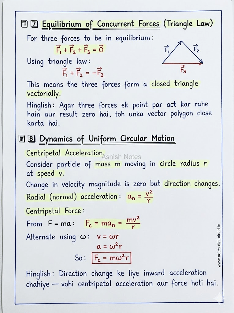 Law of motions Notes